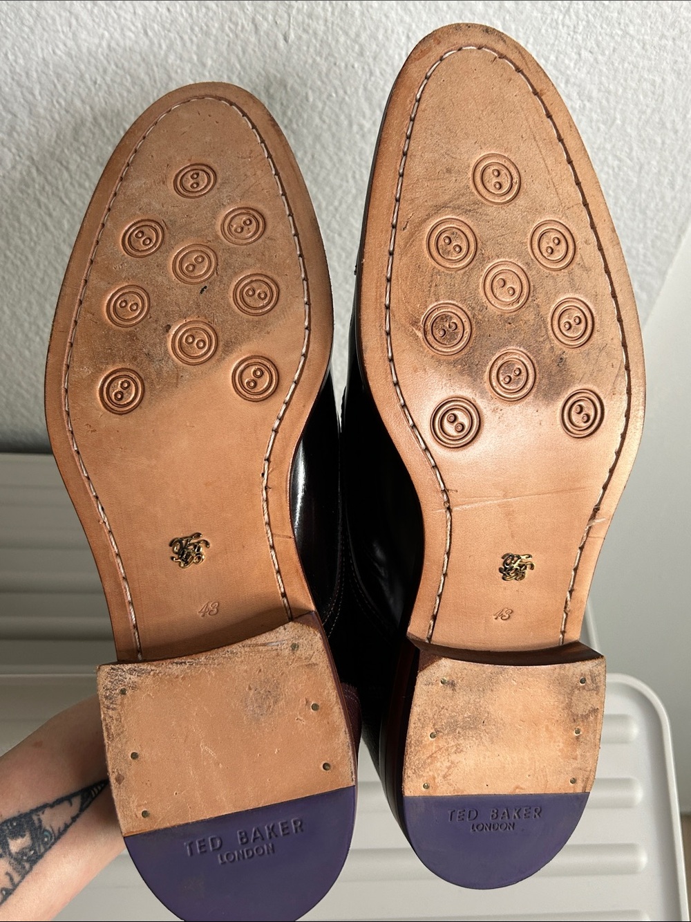 Ted Baker Men's Black and Burgundy Leather Monk Strap Shoes - Picture 10 of 15